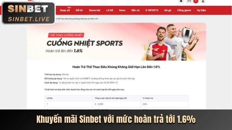 Hoàn trả thể thao Vabet